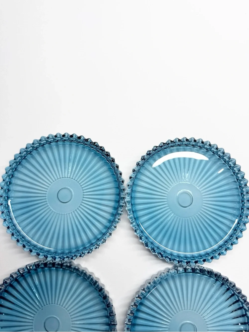 Blue Glass Textured Edge Coasters Set of 6